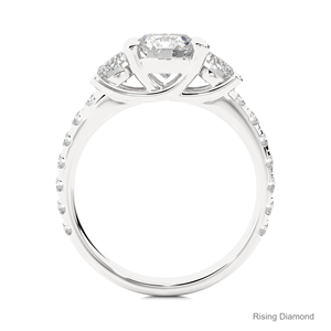 แหวนเพชร CVD ทรงแฟนซี สี E น้ำหนัก 1.28 กะรัต ความสะอาดระดับ VS  ทองคำขาว 14K ประดับเพชรสามเม็ด สไตล์โบฮีเมียน พร้อมใบรับรอง IGI - Product Image 6