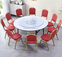 Table ronde pliante de banquet pour événements de mariage, salle à manger, restaurant, en bois et PVC, robuste, 10 à 15 places