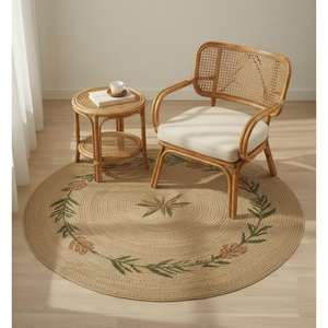 Factory Handmade <b>Rug</b> Handwoven 100% Natural Washable Design Printed <b>Jute</b> Round <b>Rug</b> Available at Low Price from Indian <b>Rug</b> - Product Image 4