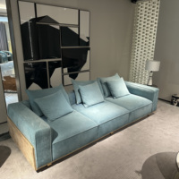 Canapé de luxe italien moderne à 4 places en ligne en velours vert foncé Ensemble de canapés de salon de luxe en cuir et acier inoxydable