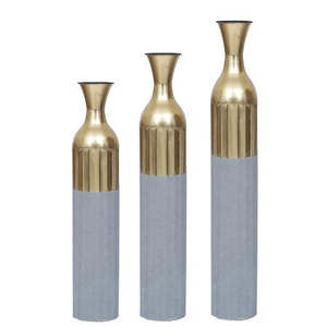 Elegant White and Golden Metal Floor Vase - Multi-Color Antique Look for Exceptional Decoration, <b>Now</b> Available at a Great Price - Product Image 6