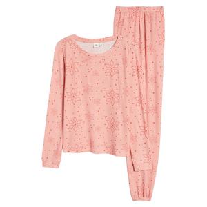 Ensemble de pyjama confortable pour femme en deux pièces, pour toutes les saisons, pull à manches longues, taille élastique, tricot brossé confortable, imprimé, vêtements de nuit - Product Image 5