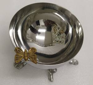 Luxury Floral Design Serving Bowl Home Hotel Restaurants Dinnerware Silver <b>Gold</b> <b>Color</b> Brass Steel for <b>Food</b> Serving - Product Image 3