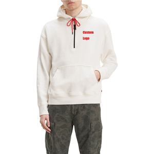 Sudaderas con capucha de mezcla de poliéster y algodón deportivas personalizadas para hombre, sudaderas con capucha de bolsillo con cremallera lateral clásica de peso pesado polar OEM - Product Image 1