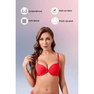 Sujetador de lujo con relleno suave rojo con la mejor experiencia de flexiones - Product Image 3