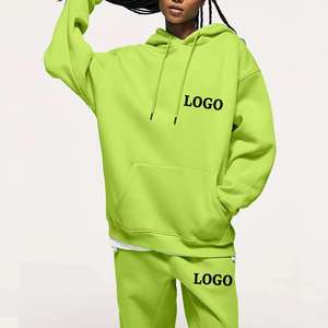 Ensemble 2 pièces unisexe de haute qualité Sweat à capuche et pantalon de survêtement en laine surdimensionnés Joggers à épaules tombantes avec motif solide pour l'hiver - Product Image 6