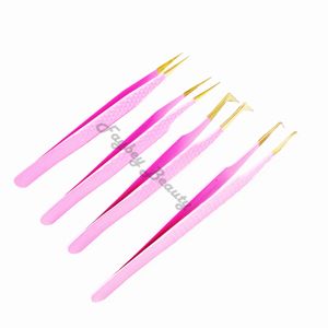 Pince à épiler pour cils Pince à épiler pointue pour outils de beauté Ensemble de pinces à épiler logo Custim couleur rose de haute qualité en acier inoxydable - Product Image 6
