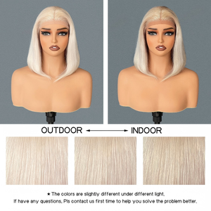 Parrucche Lace Front in Capelli Brasiliani Biondi Decolorati 613, Vergini, Densità 180%, Senza Colla, <span class=keywords><strong>Bob</strong></span> <span class=keywords><strong>Corto</strong></span> 12 Pollici, Grado 10A per Donne - Product Image 5