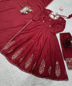 ชุดคุर्ตาผ้าจอร์เจียต์ไหมแฟนซีแบบใหม่ ชุดปาร์ตี้สไตล์ปากีสถานสำหรับผู้หญิง ขายส่งแฟชั่นชุดปิชวาส อนาร์กาลี กาวน์ บอดี้สูท ผ้าคลุมศีรษะแบบดั้งเดิม - Product Image 4