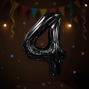 Palloncini Numero Party Love Neri N4 100 Cm 12 Pezzi per Sacchetto - Product Image 3