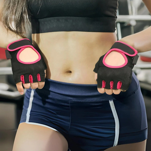 ถุงมือครึ่งนิ้วสำหรับผู้หญิงถุงมือยกน้ำหนักทำจากนีโอพรีนป้องกันลื่น - Product Image 6