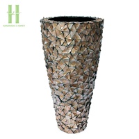 Lot de 3 vases en nacre de luxe faits à la main en forme de coquillage, pots de fleurs de luxe, design OEM et emballage