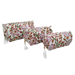 Ensemble de trousses de toilette matelassées florales artistiques-Organisateurs d'impression de blocs uniques - Product Image 1