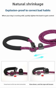 Correa para Perro Gruesa y Suave con <span class=keywords><strong>Collar</strong></span> para Perros Pequeños/Medianos/Grandes, Correa de Entrenamiento Antitirones 100% Nailon - Product Image 4