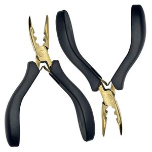 Pince professionnelle en acier inoxydable doré pour extensions de cheveux, 5 pouces, outil de salon pour la pose et le retrait de micro-anneaux et de kératine, durable et réutilisable - Product Image 4