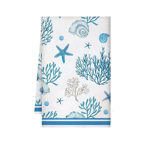 Serviettes de cuisine en coton haute densité (GSM) brodées de coraux pour les détaillants éco-responsables, texture durable, idéales pour un usage quotidien – Collection en gros - Product Image 1