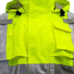Veste de travail imperméable rembourrée fluorescente conçue sur mesure, manteau de sécurité haute visibilité, gilet de sécurité, logo imprimé réfléchissant - Product Image 4
