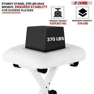 5 Core Keyboard Stand Piano <b>Bench</b> Combo Adjustable Key Board Stands 2" <b>Padded</b> Musician Chair Set - Product Image 5