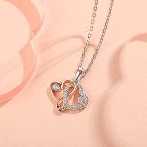 Collier Jeulia Infinity en argent sterling plaqué rhodium avec cœur entrelacé, diamant et zircon - Product Image 6