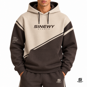 Sweat-shirt à capuche pour homme SINEWY SPORTS, color block, polaire polyester/coton 350g, coupe classique, style sportif automne, avec poches. - Product Image 1