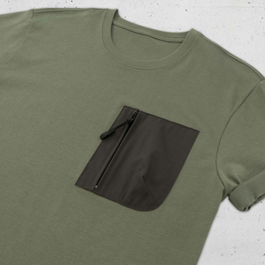 Venta al por mayor personalizado camiseta para hombre con bolsillo 100% algodón cuello redondo Jersey camiseta transpirable Casual personalizado camiseta de verano - Product Image 2