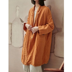 เสื้อโค้ทคาร์ดิแกนผ้าลินินวินเทจมีกระเป๋าทรงหลวมลำลองสำหรับผู้หญิง - Product Image 4