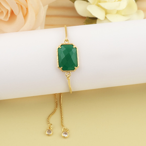 Onyx vert naturel bracelet de pierres précieuses broche texturé designer curseur serrure tirer à travers bracelet bijoux de mode pour un usage régulier - Product Image 4