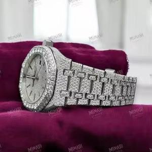 นาฬิกาออโตเมติกสุดหรูหน้าปัดเพชร CZ Pave dial & BEZEL สร้อยข้อมือเงินดีไซน์นาฬิกาแฟชั่นฮิปฮอปสำหรับทั้งชายและหญิง - Product Image 2