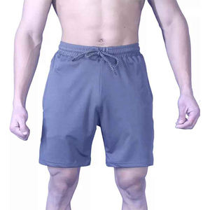 Pantalones cortos deportivos de patrón sólido ecológicos para hombre, cierre de cintura elástica para correr al aire libre, teñido liso, venta al por mayor - Product Image 2