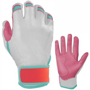 Professional Adult Men's Digital Long <b>Cuff</b> Genuine <b>Leather</b> Baseball Batting Gloves <b>Wrist</b> Support Breathable Custom Logo Design - Product Image 1