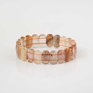 สร้อยข้อมือหินควอตซ์รูทิเลเต็ดสีทองแบบตัดกว้าง - Product Image 1