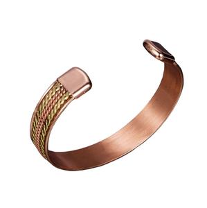 Pulsera de cobre ajustable de diseño estándar, pulseras de mano de cobre puro sólido magnético para mujeres y hombres, artesanías - Product Image 1