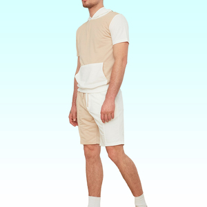 Ensemble t-shirt et short avec logo personnalisé du fabricant-Combinaison d'été de jogging à blocs de couleurs pour hommes-Combinaison 2 pièces-Ensemble short pour hommes - Product Image 5