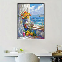 Usine En Gros Bricolage Peinture À L'huile Par Numéros Fenêtre Par La Mer Peinture Par Numéros Ensemble Ameublement Décoration