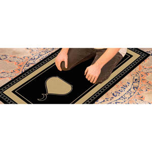 Alfombra de Oración Negra Elegante para Decoración de Mezquita Islámica: Alfombra Impresa, Alfombra Delgada No Tejida - Product Image 2