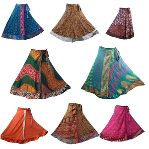 Indian Double Layer Beach Wear Mini, <b>Silk</b> <b>Skirt</b>, Bohemian <b>Skirts</b>, Wrap sari <b>skirts</b>, Women Hippie Summer <b>Skirts</b>, womens <b>skirt</b> - Product Image 2