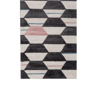 Alfombra Contour Ivory Geométrica de Lana y Viscosa Hecha a Mano para Sala de Estar, Dormitorio o Pasillo -TNQ-3243(RMR) - Product Image 4