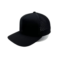 Zwarte 5-panel golfpetten met lasergesneden luipaardfruitpatroon, waterdichte Oxford-stof, aangepast logo, 3D-borduurwerk, sport-baseballcaps