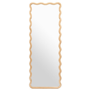 Miroir en bois de teck et accompagné de verre et couche de MDF solide avec forme de verre ondulé rectangulaire pour l'intérieur - Product Image 1
