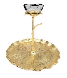 Support en métal aluminium en forme de fleur de luxe moderne avec bols de service de taille personnalisée pour les fêtes et l'affichage de fruits sur la table à la maison - Product Image 1