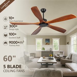 60 Inch 5 Blade Wood <b>Ceiling</b> <b>Fan</b> with <b>Remote</b> <b>Control</b> Modern <b>Ceiling</b> <b>Fan</b> for Living Room Covered Outdoor - Product Image 1