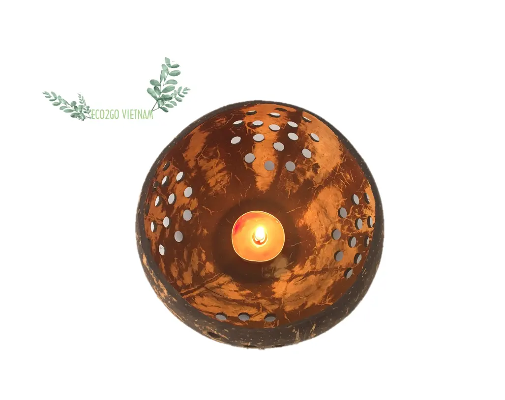 Thủ công mỹ nghệ Sản phẩm của Việt Nam vỏ dừa tealight người giữ ngọn nến sao phân hủy sinh học và bền vững bởi eco2go Việt Nam