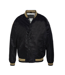 เสื้อแจ็กเก็ตผ้าซาตินสำหรับผู้ชายเสื้อแจ็กเก็ตเบสบอลสีเขียวแบบมีตัวอักษรสไตล์ไฮสตรีทแจ็คเก็ตสีขาวตัดผ้าซาติน - Product Image 1