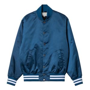 College Spirit Satin Varsity Jacket OEM Bomber Estilo de béisbol con parche bordado Diseño personalizado Varsity Jacket - Product Image 2