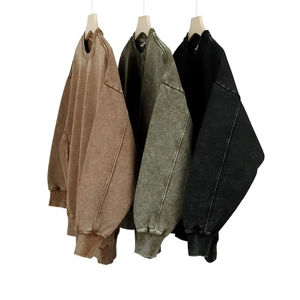 Sudadera con capucha unisex de lavado ácido vintage de peso pesado hecha a mano con tela extragrande lavada con piedra de alta calidad para hombres - Product Image 6