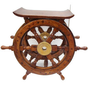 Natural Finished Mid century Modern Nautical Beach Wooden Boat <b>Ship</b> Steering <b>Wheel</b> Home Boat Indoor Boat <b>Ship</b> Decor Usage - Product Image 5