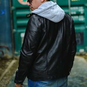 Chaqueta clásica en cuero de grano superior para hombre Premium - Product Image 6