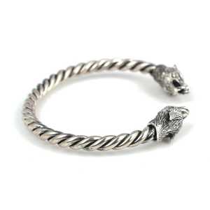 925 Sterling <b>Silver</b> Wolf Head Twisted <b>Men</b>’s Bracelet | Handmade Turkish Jewelry - Product Image 5