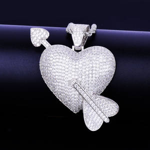 Nouveau coeur personnalisé Hip Hop pendentifs pour cadeau en argent sterling 925 et rond brillant coupe Moissanite vvs diamants - Product Image 2