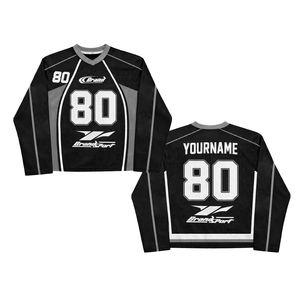 Custom Men's Long Sleeve Football Jersey Personalized Name and Number Mesh Sportswear Top - Product Image 5